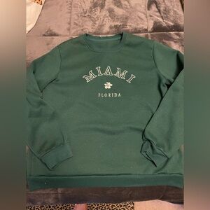 SHEIN Dark Green Miami Crewneck Top